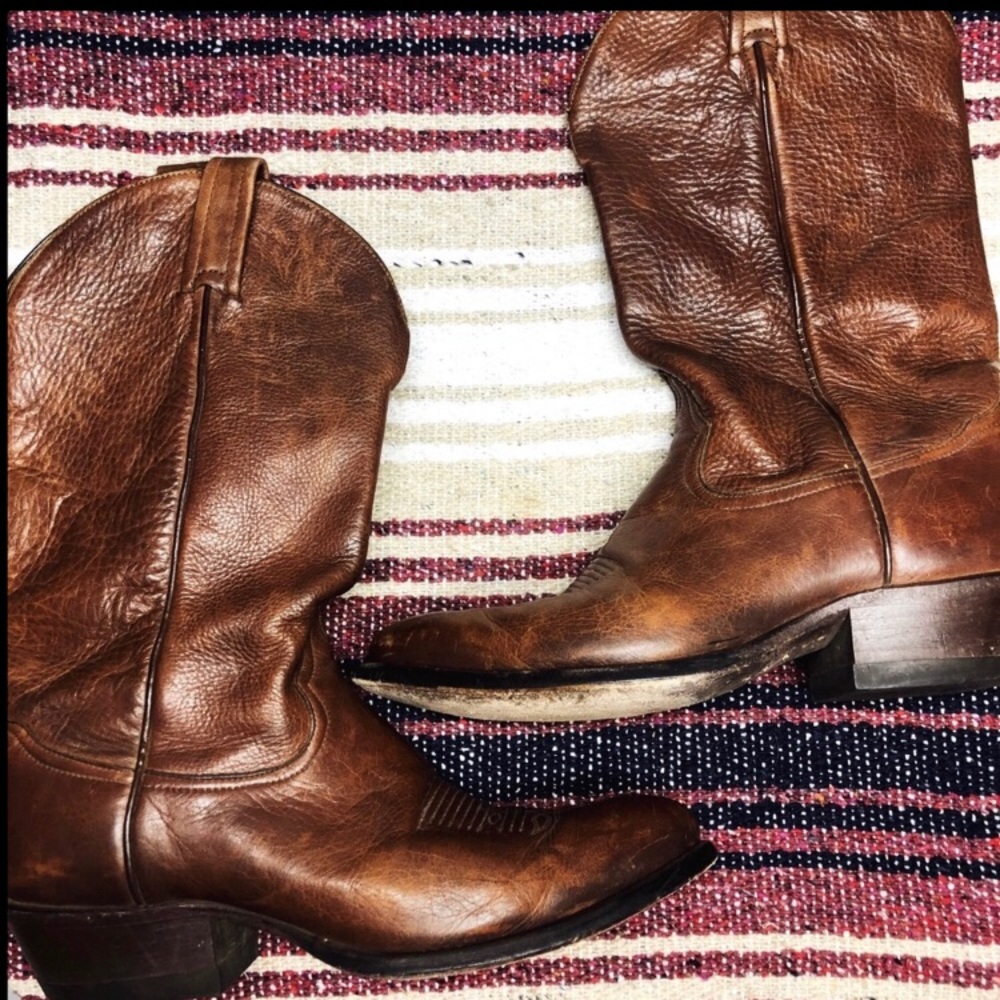 Tony Lama Brown Leather Boots - Size 9B